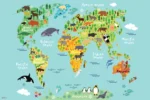 ⁦שטיח לילדים מפת חיות לעולם WORLD ANIMAL⁩ – תמונה ⁦2⁩
