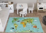 שטיח לילדים מפת חיות לעולם WORLD ANIMAL
