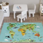 שטיח לילדים מפת חיות לעולם WORLD ANIMAL